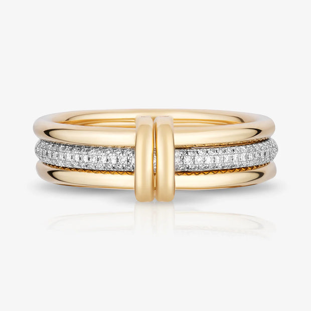 Yellow Gold and Diamond Triple Ring Set