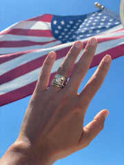 Yellow Gold and Diamond Triple Ring Set